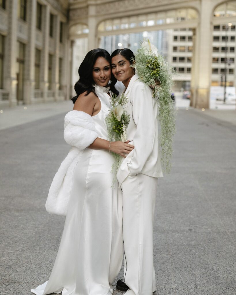 A romantic elopement on the Chicago Riverwalk by Gracie Wilson Photography on digital and film.