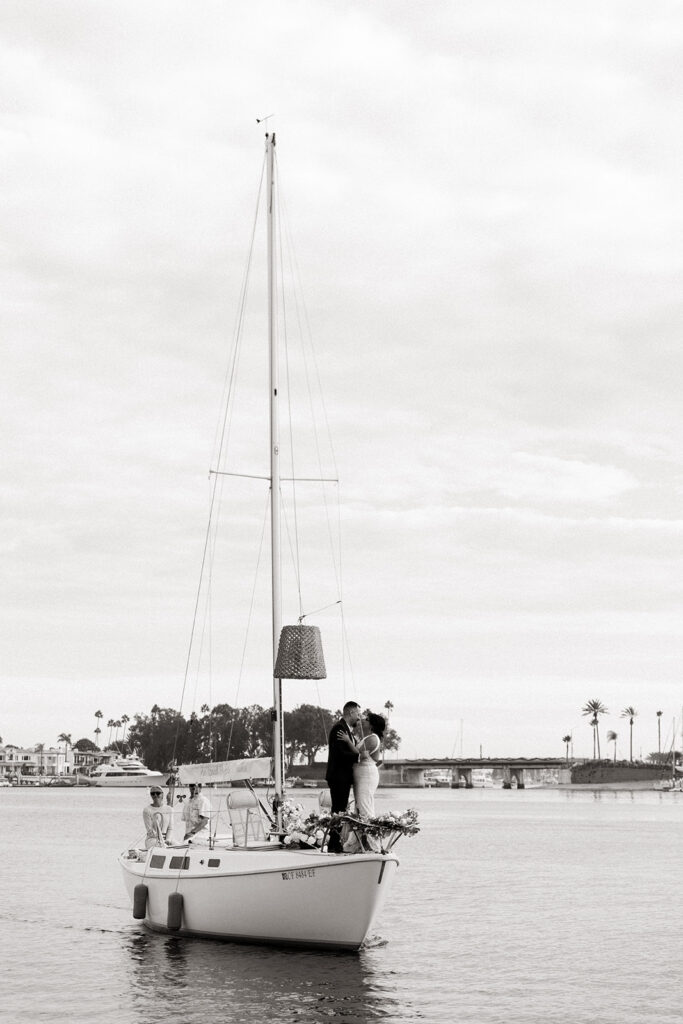 Luxury sailboat elopement in Newport Beach, CA captured by by Gracie Wilson Photography.